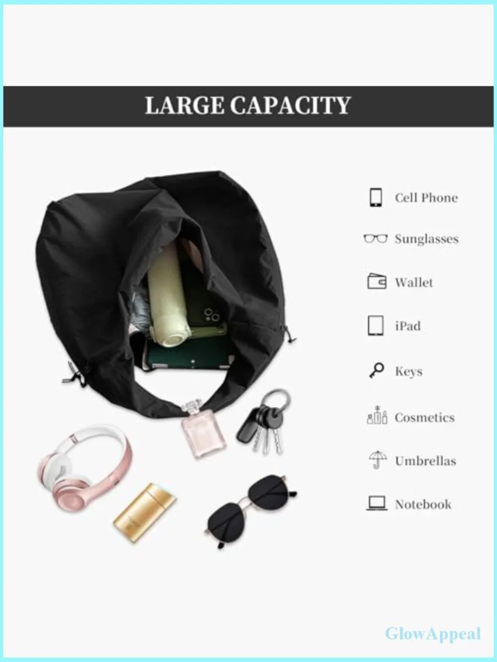 Slouchy Nylon Hobo Bag Large Tote Shoulder Travel Gym Weekend
